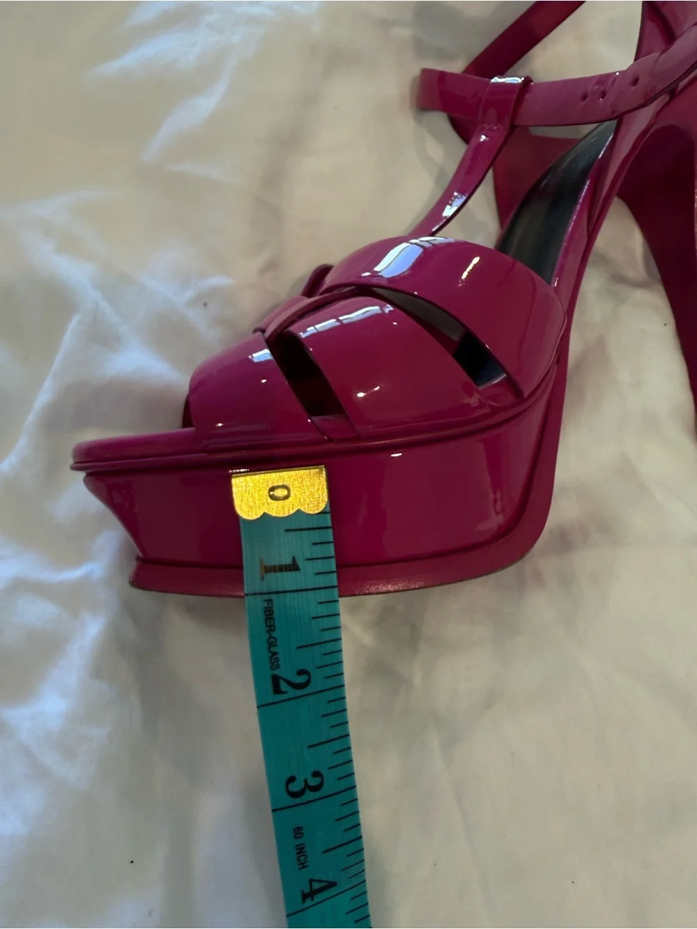 Saint Laurent Fuchsia Patent Platform Sandals